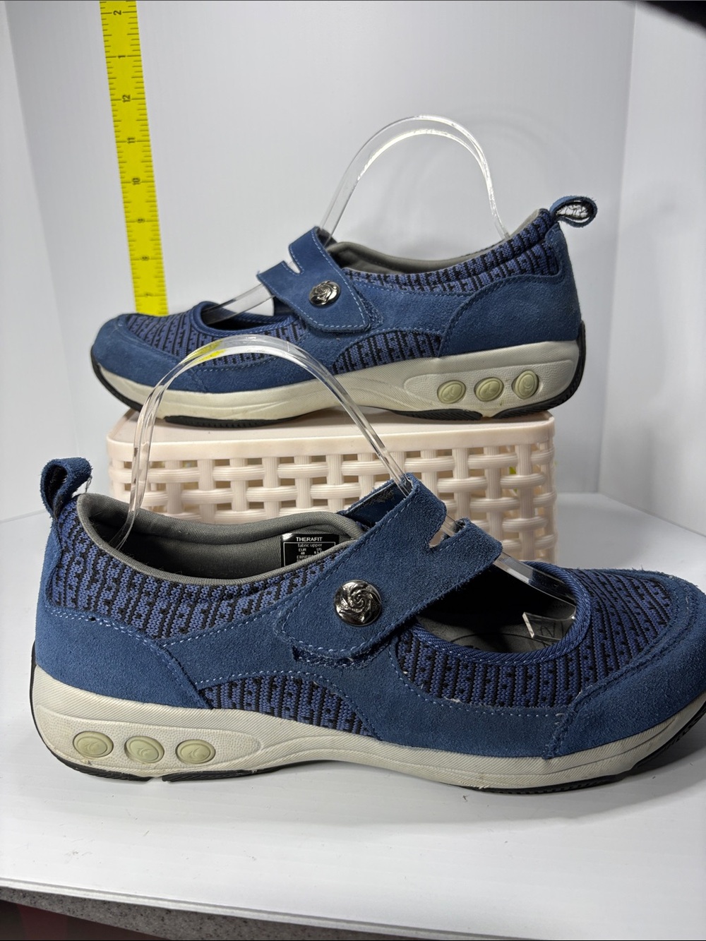 Comfort Knit Mary Jane Mules in Navy Blue by Therafit. Box 28